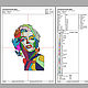 Дизайн машинной вышивки "Монро в стиле поп-арт". Схемы машинной вышивки. Design Red Cat. Ярмарка Мастеров.  Фото №6