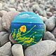 Brooch Yellow Flowers by the Sea. Miniature painting on canvas. Seascape. Brooches. giftsalad. Online shopping on My Livemaster.  Фото №2