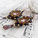Purple beaded earrings with Swarovski crystals  , Earrings, Vyshny Volochyok,  Фото №1