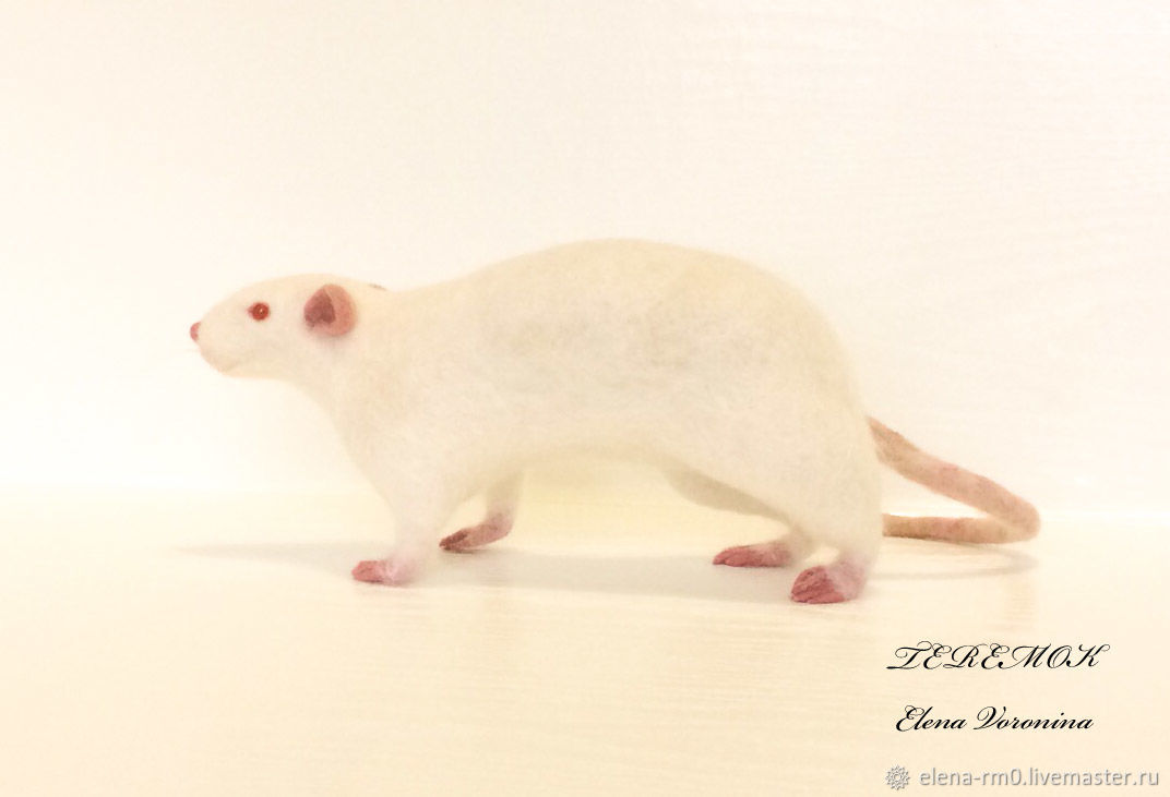 Крыса белая, Войлочная игрушка, Череповец,  Фото №1
