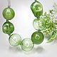 Green necklace made of blown beads .Lampwork. Necklace. Tatiana Tarakanova. Online shopping on My Livemaster.  Фото №2
