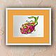 Картина Питахайя акварель для кухни фрукты 19.5 на 27 см. Картины. Картины от Альбины. Интернет-магазин Ярмарка Мастеров.  Фото №2