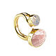 Gold ring with moonstone and rhodochrosite, large pink ring. Rings. Irina Moro. Online shopping on My Livemaster.  Фото №2