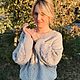Свитер серого цвета с ажурным узором. Свитеры. Наталья Жук. Вязание на заказ. Ярмарка Мастеров.  Фото №4