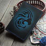 Сумки и аксессуары handmade. Livemaster - original item The passport cover is leather with a zodiac Lion pattern. Handmade.