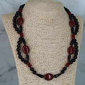 Украшения handmade. Livemaster - original item Necklace made of obsidian, agate, jasper stones. Handmade.