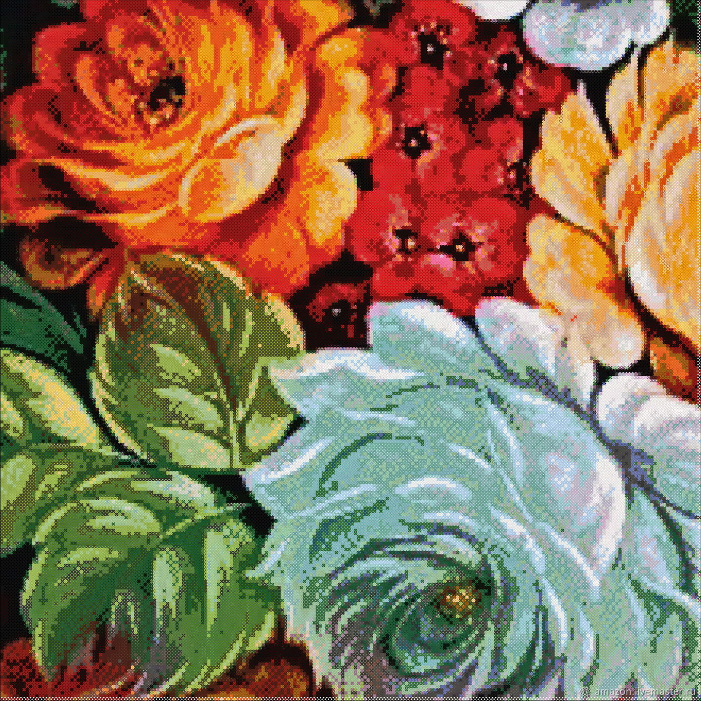 Вышивка бисером цветы в вазе