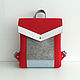 Красный рюкзак из фетра и натуральной кожи, Рюкзаки, Москва,  Фото №1