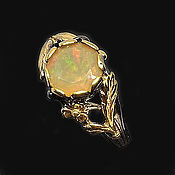 Украшения handmade. Livemaster - original item 925 silver ring with natural faceted fiery rainbow opal. Handmade.