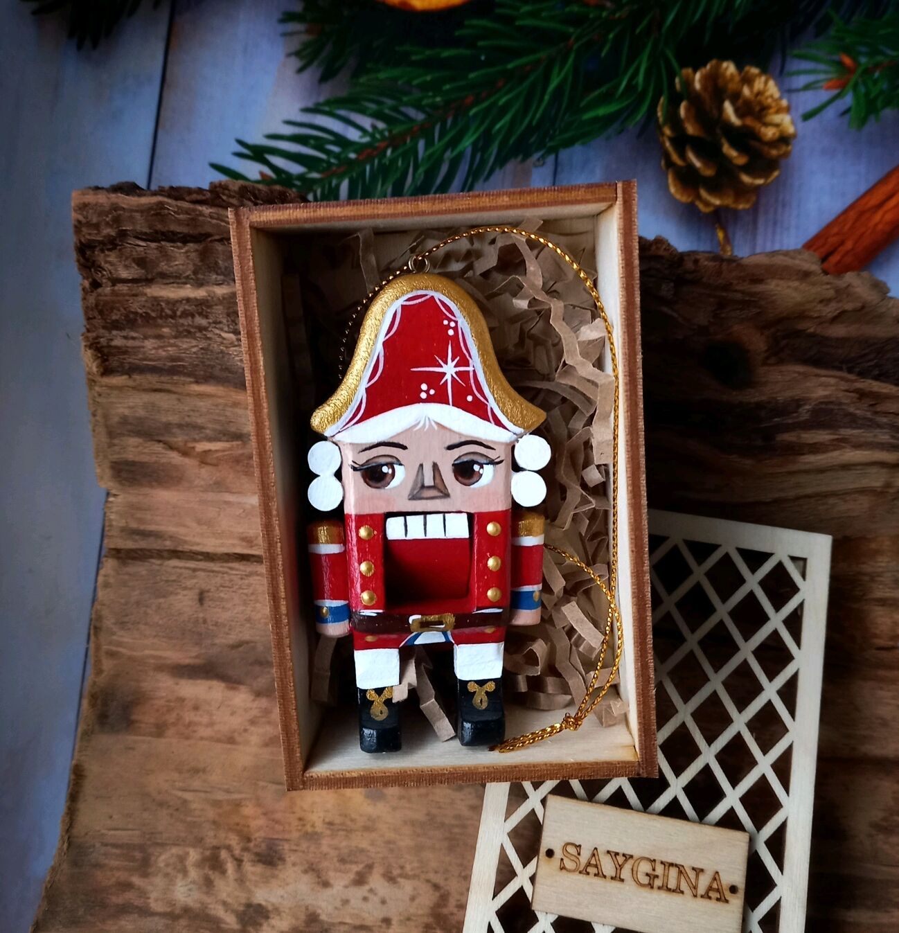 Щелкунчик елочная игрушка 8,5 см массив бука, сувенир щелкунчик ...