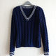 To better visualize the model, click on the photo CUTE-KNIT, Nathaniel of Armormaster to Purchase a blue jumper women's v-neck
