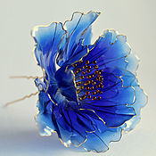 Украшения handmade. Livemaster - original item Hairpin big blue rose. Handmade.