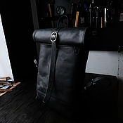 Сумки и аксессуары handmade. Livemaster - original item Leather Men`s ROLLTOP Backpack (Black) Rolltop size L. Handmade.