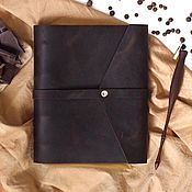 Канцелярские товары handmade. Livemaster - original item Leather notebook with rings for mounting to handle. Handmade.