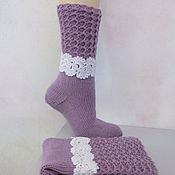 Аксессуары handmade. Livemaster - original item Knitted socks, purple, a gift for mom, girlfriend.. Handmade.