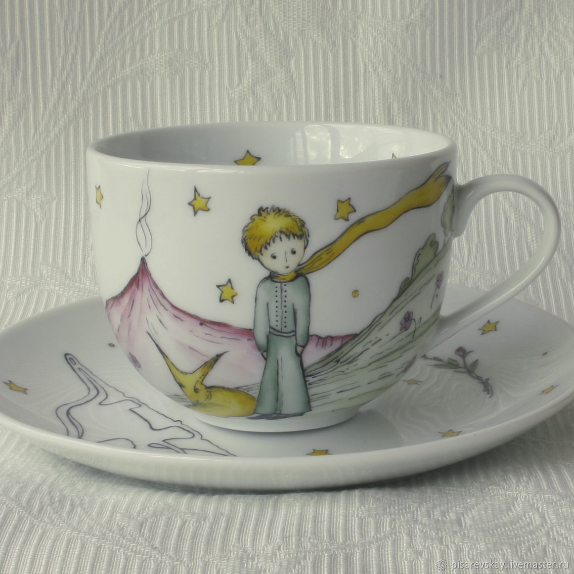 чайная пара маленький принц коралл. сервиз маленький принц. чайная пара маленький принц ифз. чайный набор маленький принц. чайная пара фарфор маленький принц.