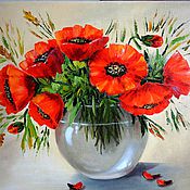 Картины и панно handmade. Livemaster - original item "Red poppies" oil Painting Flowers in a vase. Handmade.