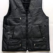 Одежда handmade. Livemaster - original item Leather men`s vest made of sheepskin fur with a zipper.. Handmade.