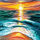 Картина маслом на холсте. Морской пейзаж " Море на закате.", Картины, Омск,  Фото №1