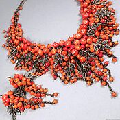 Украшения handmade. Livemaster - original item Rowan Parfait Necklace and earrings made of natural red coral. Handmade.