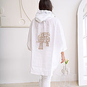 Одежда handmade. Livemaster - original item White Linen Anorak with Toucans embroidery. Handmade.