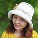 Order Summer crocheted hat - boho Panama linen with a rose. Джемпера, шапки, палантины от 'Azhurles'. Livemaster. . Panama Фото №3