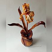 Для дома и интерьера handmade. Livemaster - original item Carved Iris flower. Unique wood carving. Handmade.