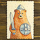 Деревянная открытка "Мишка защитник", Подарки на 23 февраля, Санкт-Петербург,  Фото №1