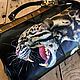 Medicine leather work bag. Painted handbag purse with Leopard art. Valise. InGAartWork. Online shopping on My Livemaster.  Фото №2