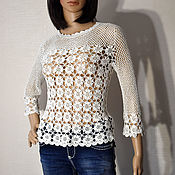 Одежда handmade. Livemaster - original item Crochet blouse made of natural silk. Handmade.