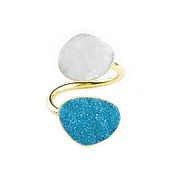 Украшения handmade. Livemaster - original item Quartz Druze ring, Blue-white ring, Gift ring. Handmade.