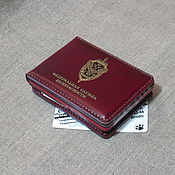 Канцелярские товары handmade. Livemaster - original item The cover for the FSB certificate is cherry, with a wallet. Handmade.