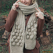 Аксессуары handmade. Livemaster - original item Knitted scarf with a voluminous merino/cashmere/alpaca pattern. Handmade.