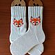 RussianSocks Носки с лисичкой белые вязаные с лисами шерстяные носочки. Носки. RussianSocks ВЯЗАНЫЕ НОСКИ ВАРЕЖКИ. Ярмарка Мастеров.  Фото №4