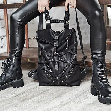 Сумки ручной работы. Ярмарка Мастеров - ручная работа Рюкзак кожаный Goan black. Handmade.