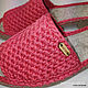 Knitted flip-flops, coral cotton. Flip flops. florina34. My Livemaster. Фото №6