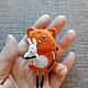 Fox with hare, felted brooch. Brooches. lilu. Online shopping on My Livemaster.  Фото №2