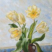 Картины и панно handmade. Livemaster - original item Pictures: Winter tulips. oil on canvas. Handmade.