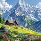 Картина маслом. Пейзаж. Горы, домик, Картины, Симферополь,  Фото №1