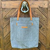 Сумки и аксессуары handmade. Livemaster - original item Shopper bag with leather handles. Handmade.