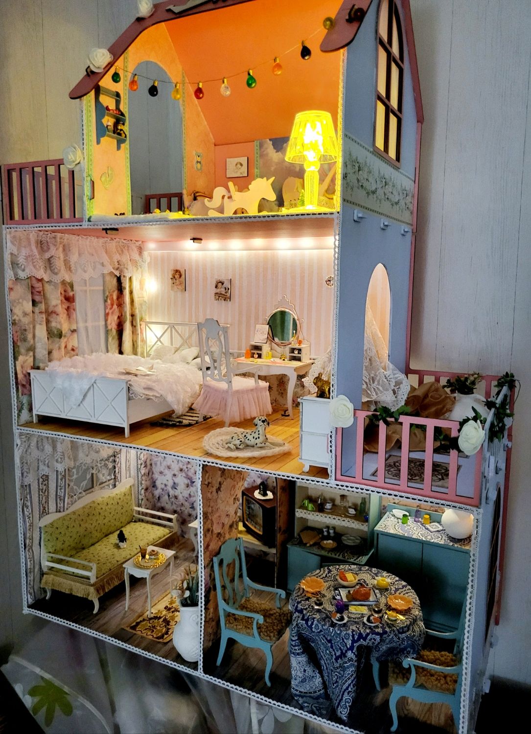 Трехэтажный дом для кукол Барби «Аннабель», с мебелью 17 элементов