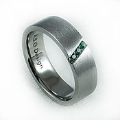 Украшения handmade. Livemaster - original item Titanium ring with emeralds. Handmade.