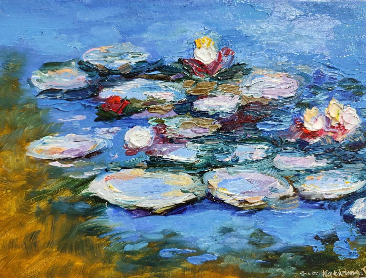 Кувшинки Моне Картина маслом на картоне цветы в интернет-магазине ...
