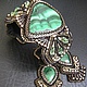 Bracelet and earrings with malachite 'Princess', Jewelry Sets, Chernishkovski,  Фото №1