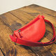 Leather waist bag red enlarged. Waist Bag. G.L.A.D.. My Livemaster. Фото №4