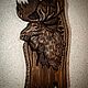 Лось панно деревянное резное из сибирского кедра, Панно, Кемерово,  Фото №1