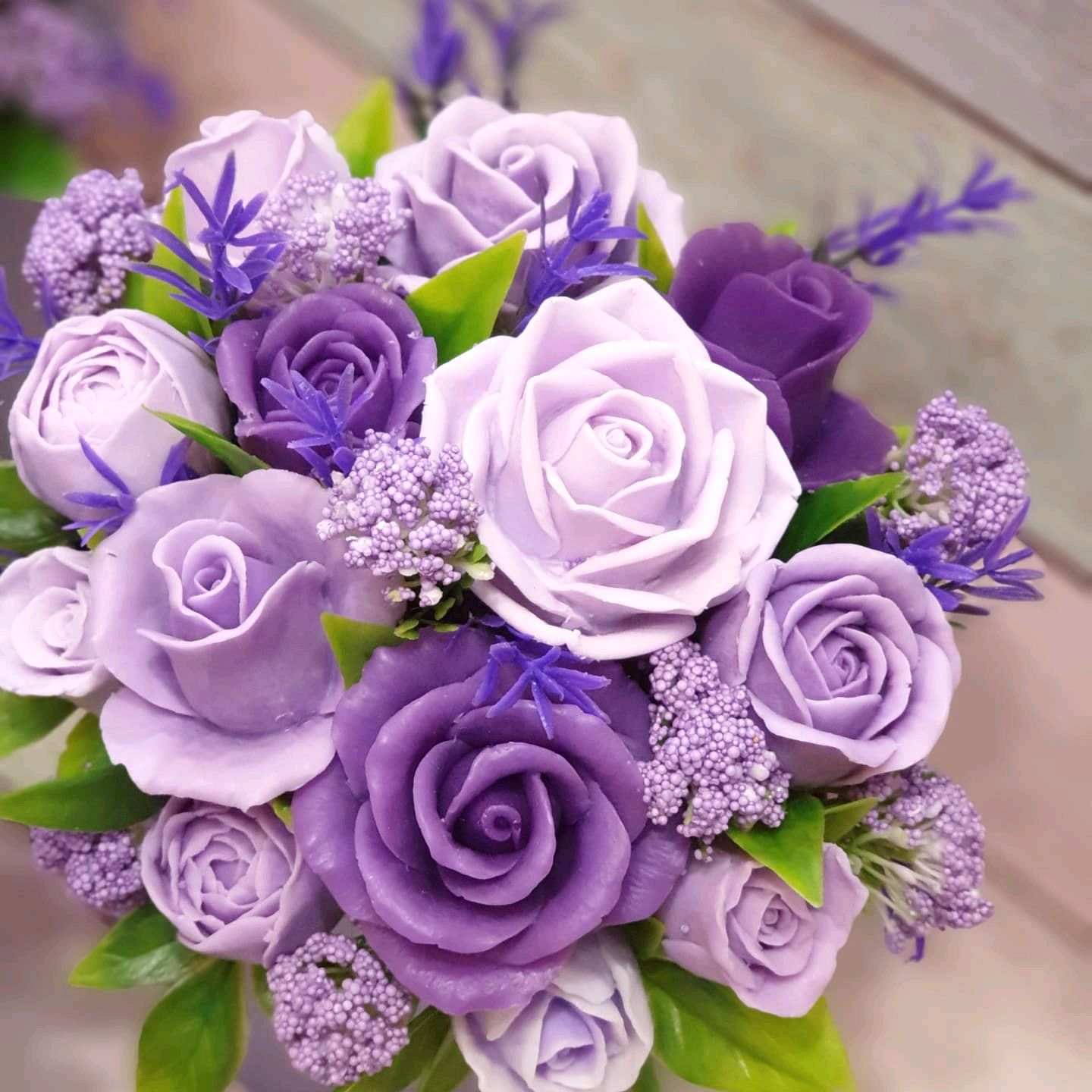 Мыльные букеты из фиолетовых роз