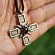 Equilateral cross with garnet. 925 sterling silver. Pendants. kot-bayun. My Livemaster. Фото №4