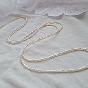 Работы для детей, handmade. Livemaster - original item 114 cm .Long beads made of pearls and silver.. Handmade.