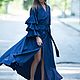 Long shirt dress, blue cotton - KA0193CT, Dresses, Sofia,  Фото №1
